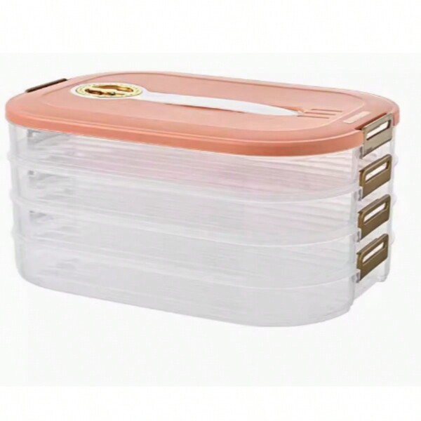 Caja de almacenamiento de alimentos para uso doméstico con 4 niveles, de gran capacidad para masa de empanadillas