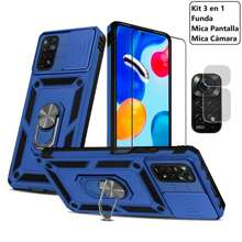 Evephones [3 In 1] Military Style Rugged Case Camshield For Redmi Poco Mi Case Modern Style + 9D Screen Protector Kit And Camera Lens Tempered Glass Anti-Scratch HD - 藏蓝色 - 查看 3