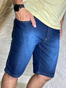 Bermuda Jeans Masculina Lisa com Laycra Tecido Premium