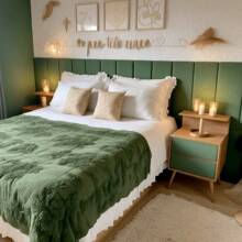 Paper and Wall Complete Headboard Kit For Single Bed 5 Modules 60x20cm Immediate Shipping - Dark Green - View 1