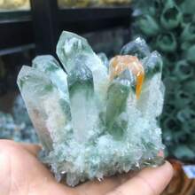 350g+New Find Green Phantom Quartz Crystal Cluster Mineral Specimen ,Hand Carving,Healing Home Decor,Energy Crystal Gift 1PC;Random Delivery - Multicolor - View 6