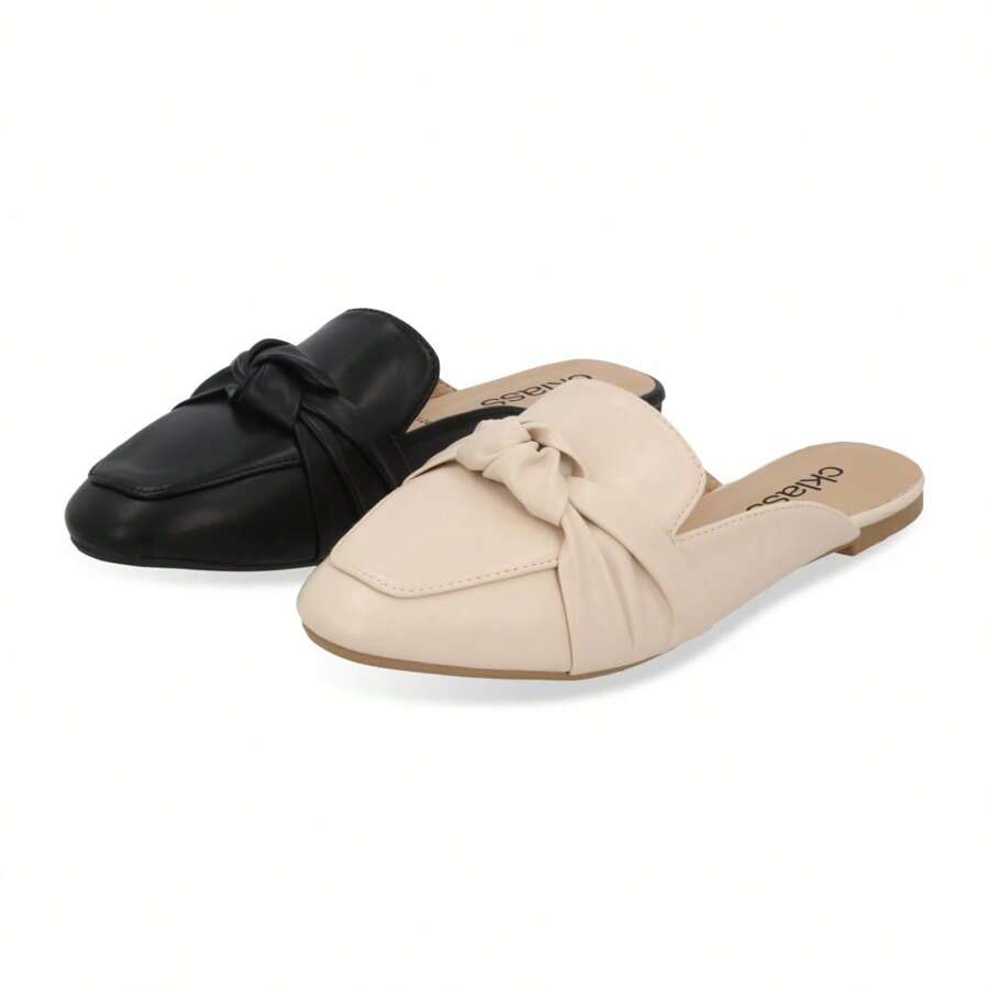 Kit Of 2 Pairs Of Slingback Loafers With Knot Detail In Beige And Black - 彩色 - 查看 1