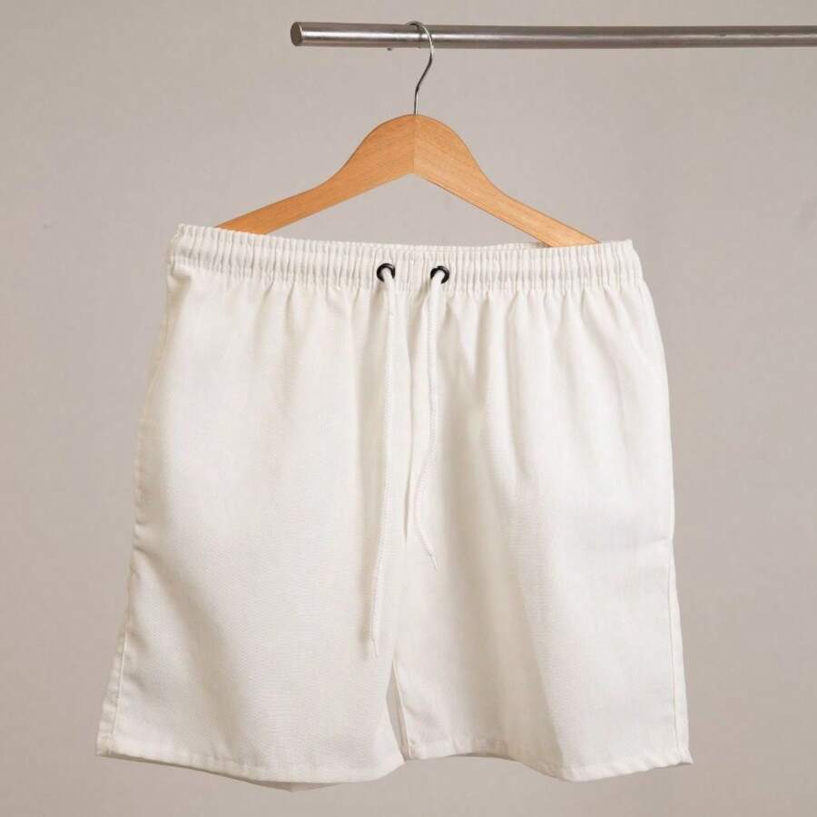 Men's Linen Shorts Plain Bermuda Premium Quality Mauricinho - White - View 1