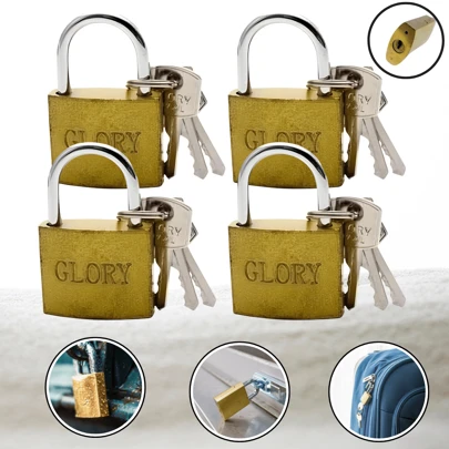 Kit 4x Cadeados Individuais Pequeno Com 2 Chaves Pequenas 20mm Antifurto Resistente Tranca Para Portão Janela Mala Armário