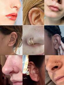 1/2/3/5 piezas de joyas de aro de acero inoxidable para oreja falsa, pendientes de clip, aro de labio falso sin perforación, pendientes falsos de clip de oreja que no requieren perforación, para labio falso, septum, nuevo aro de labio sin necesidad de perforación, adecuado para uso diario para hombres y mujeres