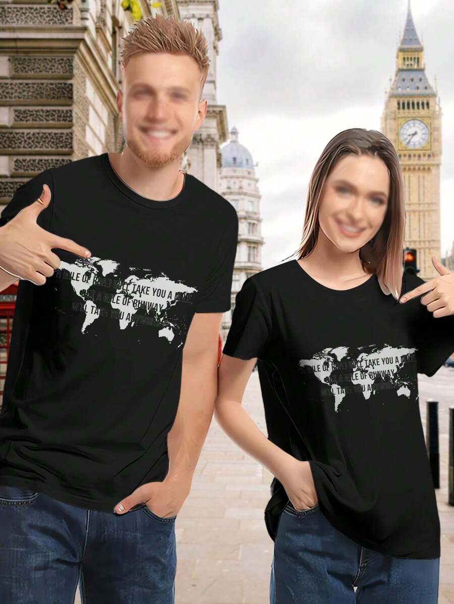 Valentine's Day Adventure A Mile Of Road Vs. A Mile Of Runway - Map T-Shirt For Pilots Explorers Women - Black - View 1