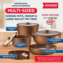 Bakken Master 38 Piece Granite Cookware And Bakeware Set – Nonstick Granite Coating, Pots And Pans With Detachable Handles And Tempered Glass Lids, 6-Piece Bakeware Set, 12-Piece Mixing Bowls,Brown - Brown - View 3