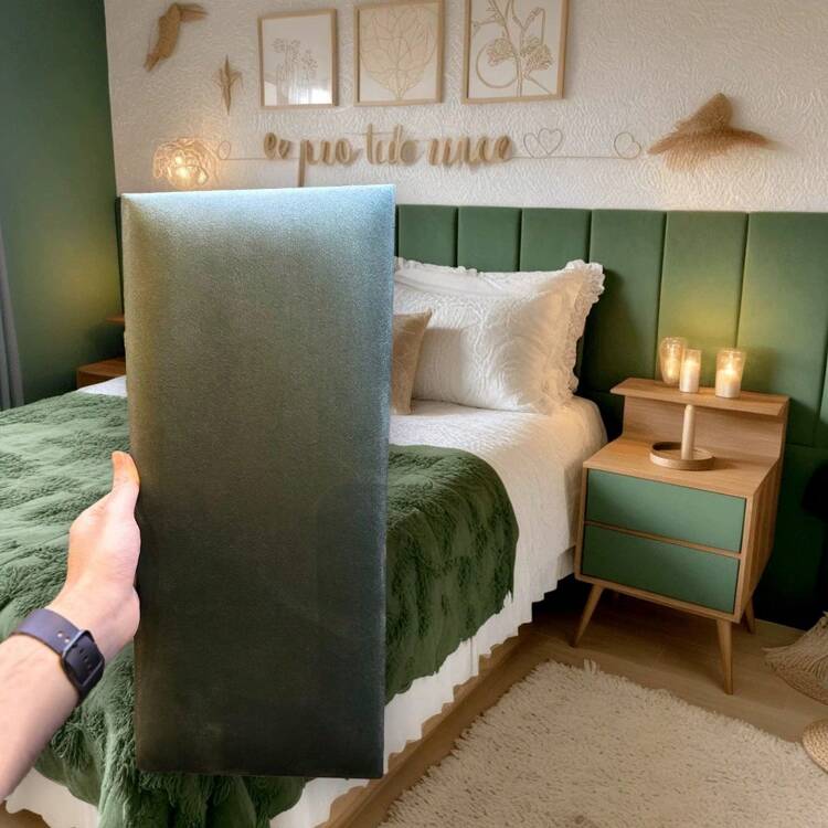 Paper and Wall Complete Headboard Kit For Single Bed 5 Modules 60x20cm Immediate Shipping - Dark Green - View 2