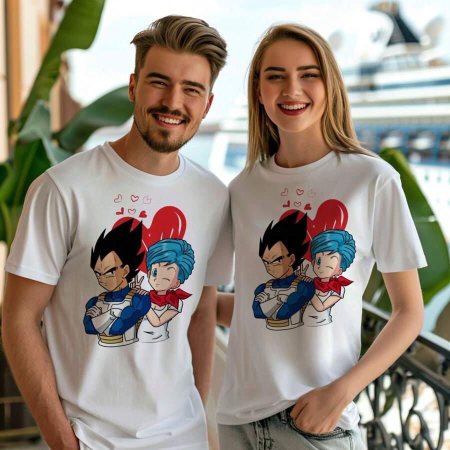 1 pieza de camiseta unisex para hombre y mujer corte unisex de algodón día de san Valentín 14 de febrero - VEGETA - Ver 1