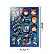 Set de 8 piezas/16 piezas de pegatinas con rompecabezas DIY de astronauta, cohete y planeta, manualidades, recuerdos de fiesta, regalo de cumpleaños, libro de pegatinas