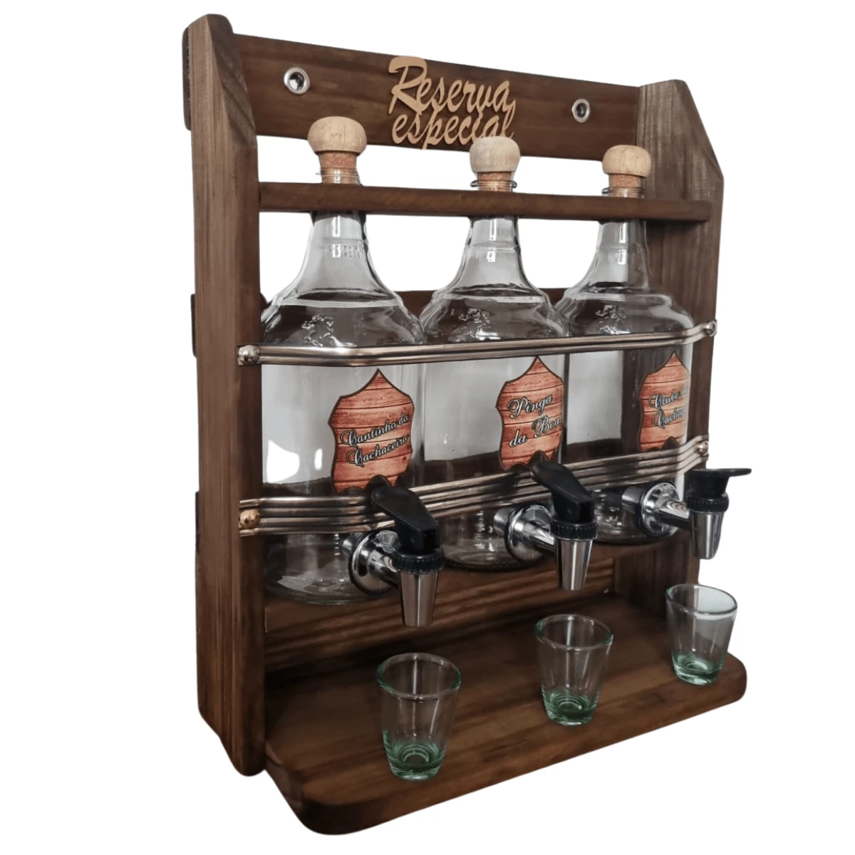 Cachaça Drinks Shots Wall Countertop Three Bottles Pingometer - Pine - View 1