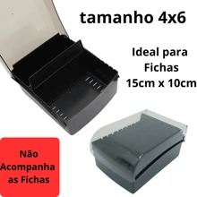 Fichario de mesa organizador porta fichas pautadas Maxcril 4x6 pequeno - Preto - Visão 4