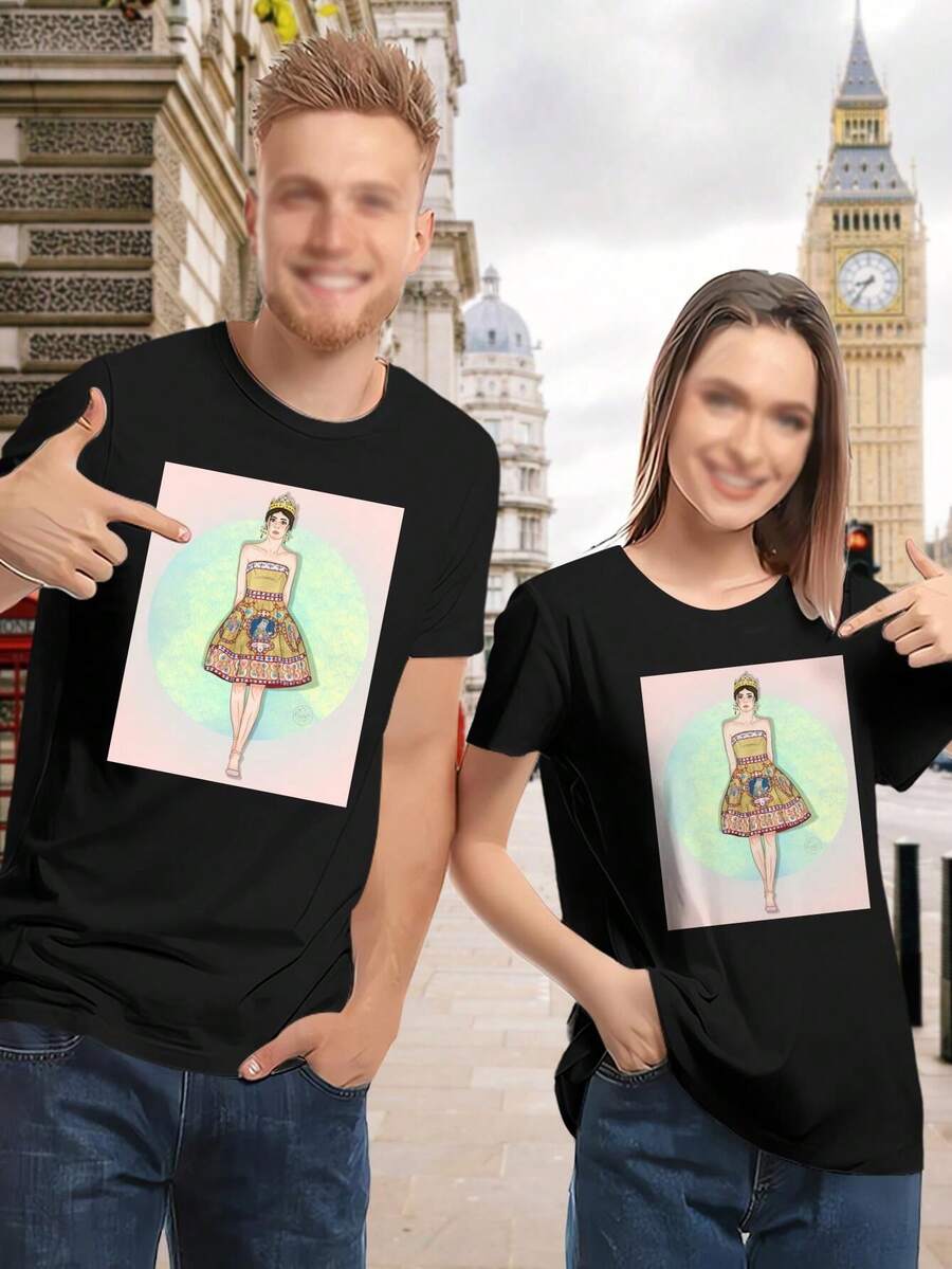 Valentine's Day Byzantine Fashion Girl T-Shirt For Women Beautiful Love Fashionista Clothes - 黑色 - 查看 1