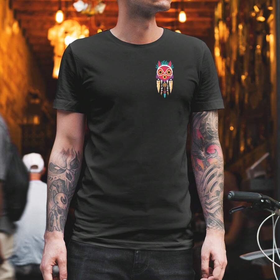 Anime Warrior Mask Fashion T-Shirt - 黑色 - 查看 1