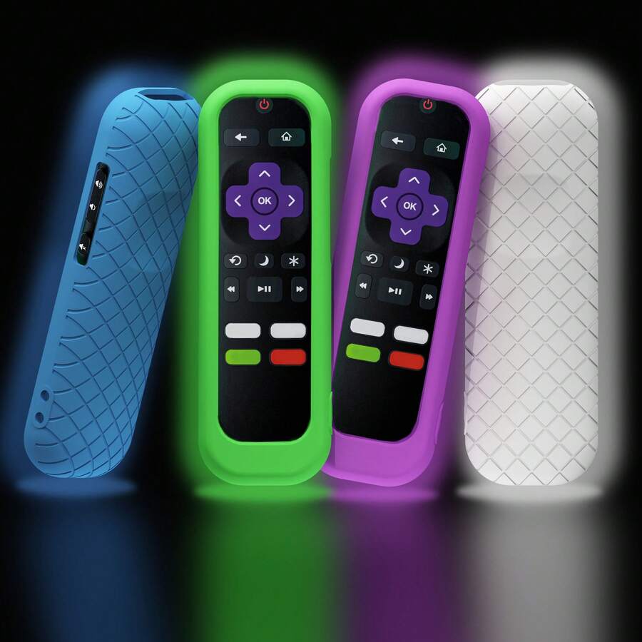 1 Roku TV Remote Control Protective Case, Luminous Silicone Cover, Compatible With  Hisense Roku TV Streaming Stick 4K And 4K+ Voice Remote Control, Universal Anti-Drop Battery Cover, 2022 Model, Battery Not Included, No Charging Required - 夜光紫 - 查看 1