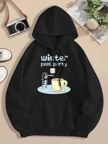 Cute Cartoon Marshmallow Hot Chocolate Big Size Women Hoodie Hoodies For Ladies Candy Chocolate Treats