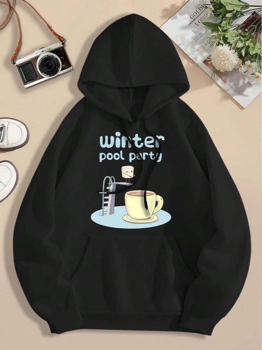 Cute Cartoon Marshmallow Hot Chocolate Big Size Women Hoodie Hoodies For Ladies Candy Chocolate Treats