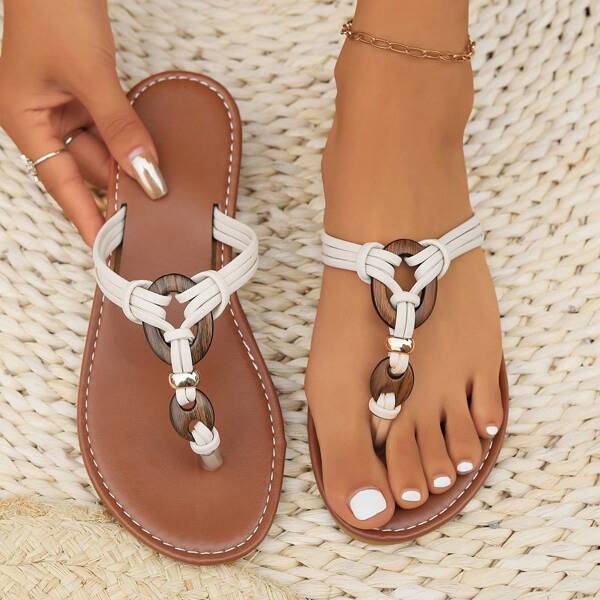2024 New Style Women Summer Flip Flops, Flat Non-Slip Sandals, Fashion Versatile Casual Beach Slippers