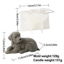 1 pieza Molde de silicona en 3D de un lindo gatito acurrucado durmiendo o cachorro de Corgi acostado, kit de manualidades de arte de resina de mascota para el hogar - Blanco - Ver 8