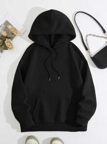 Star Print Leopard Print Hoodie, Casual Fall/Winter - Black - View 3