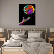 1 Pc Basketball Themed Canvas Wall Art With Holiday Room Decor Wooden Framed Canvas Painting -  Thickness 2.25cm/0.9inch,Home Gift Decoration, Room Decoration Aesthetic, Wall Decoration Art, Perfect Gift, Autumn And Winter Wall Decoration, Living Room Decoration, Bedroom Decoration, Kitchen Decoration, Entry Decoration, Bathroom Decoration, Direct Wall Painting, High Quality Wall Painting Poster