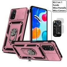 Evephones [3 In 1] Military Style Rugged Case Camshield For Redmi Poco Mi Case Modern Style + 9D Screen Protector Kit And Camera Lens Tempered Glass Anti-Scratch HD - 粉色 - 查看 3