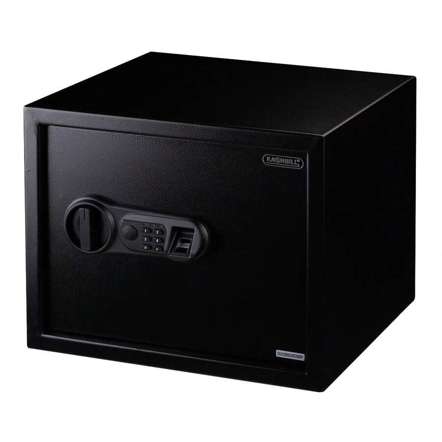 KASHBILL Caja Fuerte Biométrica Grande 30x38x30 cm modelo CFB03 con Cierre de Huella Digital y Llave de Emergencia, Seguridad Avanzada para Hogar y Oficina - Negro - Ver 1