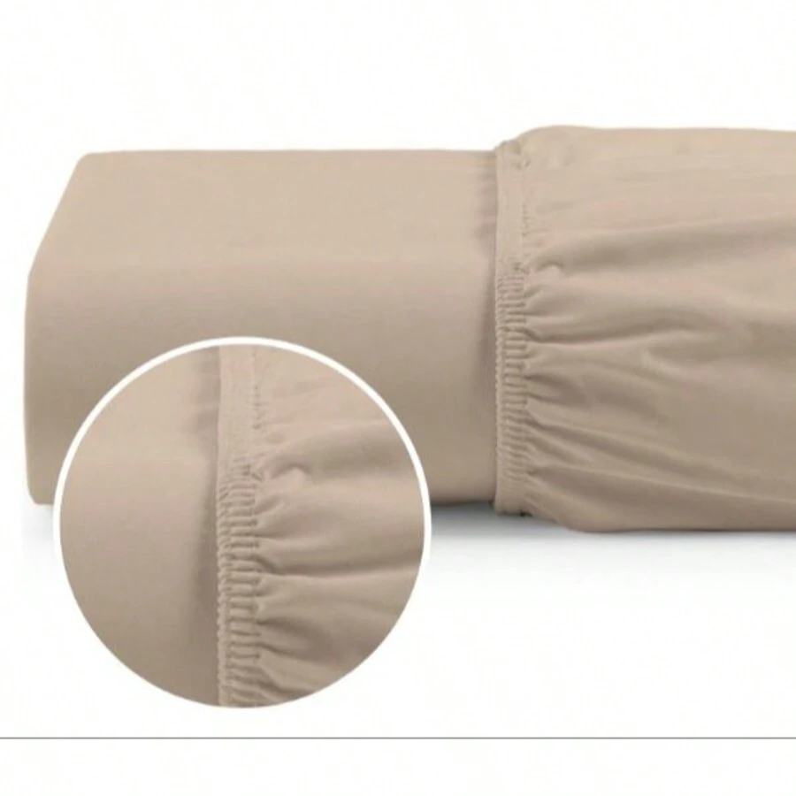 Single Fitted Sheet With 400 Thread Count Elastic - Beige - View 1