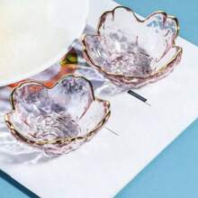 Cute Pink Cherry Blossom Dipping Sauce Dish, Creative Cherry Blossom Hammered Pattern, Catering & Home Kitchen Gold-Trimmed Dipping Sauce Plates, Small Bowl, Exquisite Seasoning Plate, Multi-Purpose,School Supplies