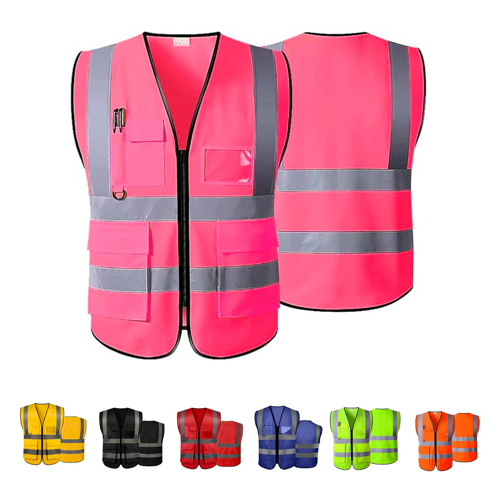 Vmingo Industrial Vest Reflective Firefighter 1 Piece - Pink - View 1