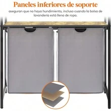 Cesto de Lavandería Lifewit de 3 Secciones, 120 L con Estante y Bolsas Extraíbles, Clasificador para Cuarto de Lavado, Dormitorio, Baño, o Dormitorio en Negro - Gris - Ver 5