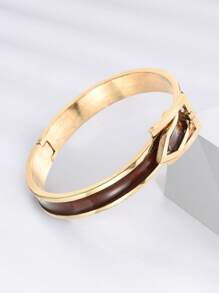 1 pezzo Braccialetto a fascia placcato oro con decoro in smalto a goccia per donne