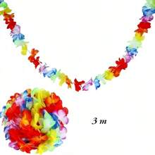 Ghirlanda gigante di fiori Hawaii lunga 6 m/19,7 ft - Decorazione per feste tropicali in poliestere, riutilizzabile e facile da installare, senza piume, senza alimentazione elettrica, adatta per giardino, spiaggia, stile fattoria | Decorazione floreale colorata da appendere adatta per varie celebrazioni