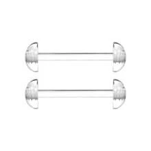 2PCS 14G Clear Piercing Retainers Nipple Ring Barbell 6mm Half Ball Tongue Ring Retainer 16mm 5/8 Inch - Clear - View 1