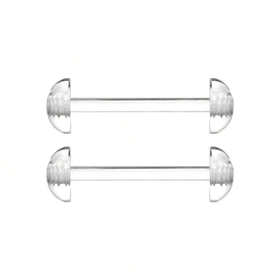 2PCS 14G Clear Piercing Retainers Nipple Ring Barbell 6mm Half Ball Tongue Ring Retainer 16mm 5/8 Inch - Clear - View 1