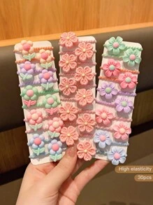 30 piezas Lazos elásticos de flores, accesorios de pelo de estilo dulce aptos para uso diario