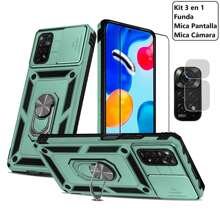 Evephones [3 en 1] Funda Uso Rudo Estilo Militar Camshield para modelos Redmi Poco Mi Case Estilo Moderno + Kit Micas Protectoras 9D Mica para Pantalla y Mica para Cámara de Cristal Templado Antirayaduras HD - verde menta - Ver 3