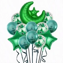 13 piezas Globos metálicos con forma de estrella y luna para Eid Mubarak, decoraciones de Ramadán para fiestas del festival de Eid