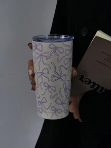 1 cốc giữ nhiệt hai lớp bằng thép không gỉ 600ml họa tiết nơ, dung tích 20oz, thích hợp mang theo, dùng cho cà phê, ô tô, nước, đáy phẳng, phù hợp cho văn phòng, nhà cửa, hoạt động ngoài trời, quà tặng tuyệt vời cho dịp lễ và sinh nhật. - Nhiều màu - Xem 14