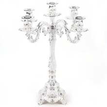 kangten 5 Arms Candle Stand Table Candlesticks Candelabra Home Party Wedding Dining 5-Arm - Silver - View 10