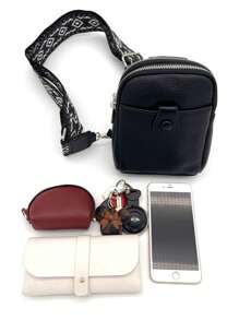 Bolsa de cintura casual feminina, pochete retrô de PU, mochila de viagem com vários bolsos para atividades ao ar livre