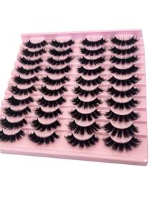 20 对 3D 貂皮睫毛，蓬松自然假睫毛条状睫毛，睫毛，睫毛，假睫毛 - 黑色 - 查看 7