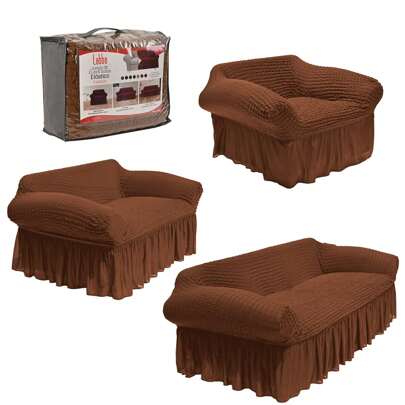 Protector Cubre Sala Stretch Fit Falda Bubble 3 Piezas