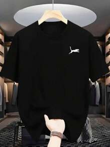Men's Panther T-Shirt 100% Cotton Premium Mesh Shirt Casual Basic Printed Blouse Unisex New Arrival - 黑色 - 查看 1