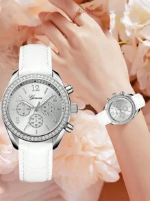 New Fashion Leisure Multi-Dial Quartz Watch With Leather Band - Multicolor - View 8