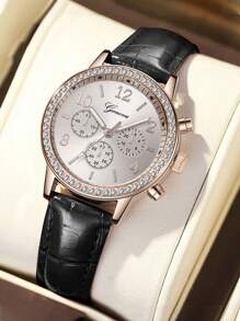 New Fashion Leisure Multi-Dial Quartz Watch With Leather Band - Multicolor - View 13