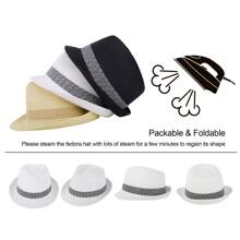 Fedora Hats For Women Mens Fedoras Women's Sun Hats Womens Beach Hat Straw Fedora Hats For Men Sun Protection Mens Hats Fedora - White - View 5