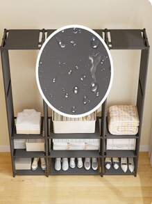 Closet Buildable Wardrobe Rack Bedroom Organization Closet Buildable With Dust-Repellent Fabric, Strong And High-Quality Structure - Practical And Aesthetic Design For Efficient Home Organization - Modular Closet Buildable With Strong Fabric - Black - View 3