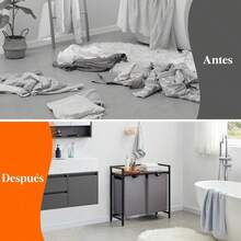 Cesto de Lavandería Lifewit de 3 Secciones, 120 L con Estante y Bolsas Extraíbles, Clasificador para Cuarto de Lavado, Dormitorio, Baño, o Dormitorio en Negro - Gris - Ver 6