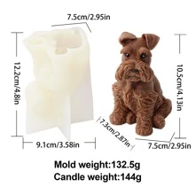 1 pieza Molde de silicona en 3D de un lindo gatito acurrucado durmiendo o cachorro de Corgi acostado, kit de manualidades de arte de resina de mascota para el hogar - Blanco - Ver 12